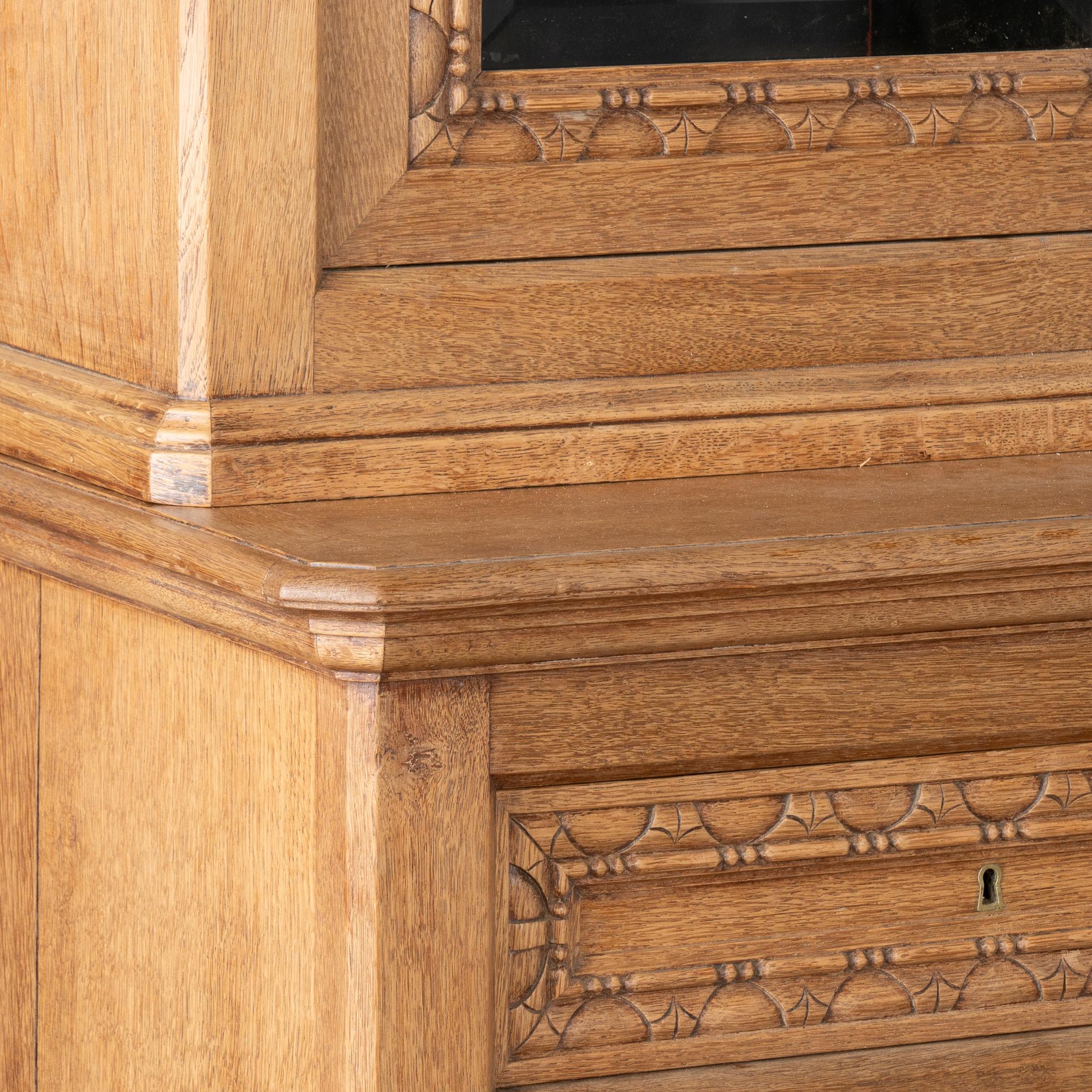 19th Century Large French Bleached Oak Four Door Display Cabinet Bookcase 2