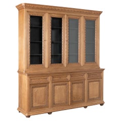 19th Century Large French Bleached Oak Four Door Display Cabinet Bookcase