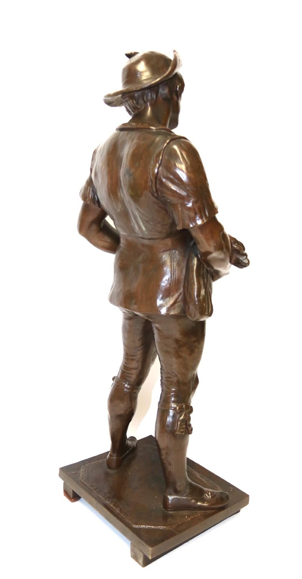 Mid-19th Century 19th Century Large French Bronze Study of Robin Hood by Louis Joseph Le Boeuf For Sale