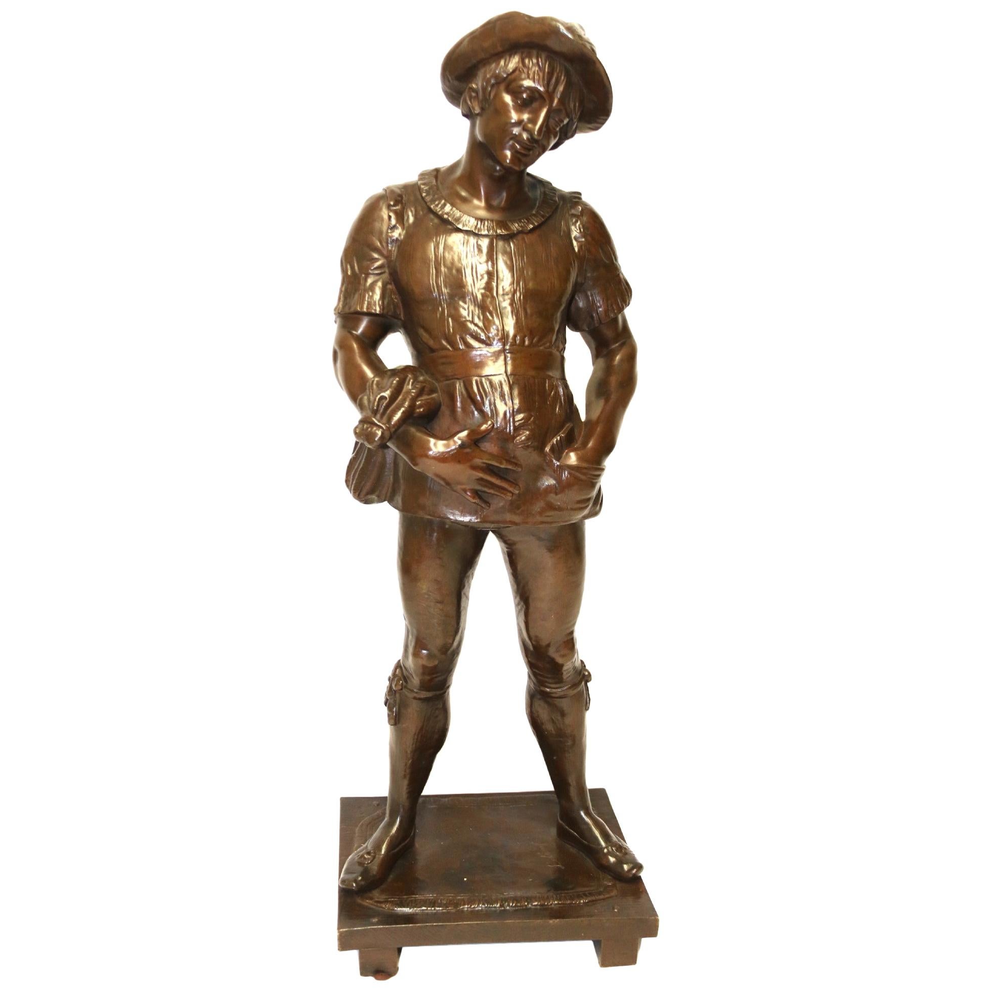 19th Century Large French Bronze Study of Robin Hood by Louis Joseph Le Boeuf For Sale