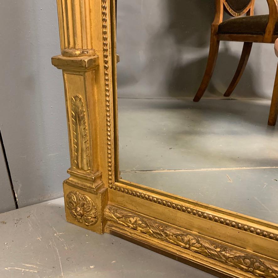 Beech 19th Century Large French Carved Gilt Wall Mirror with Original Bevelled Mirror For Sale