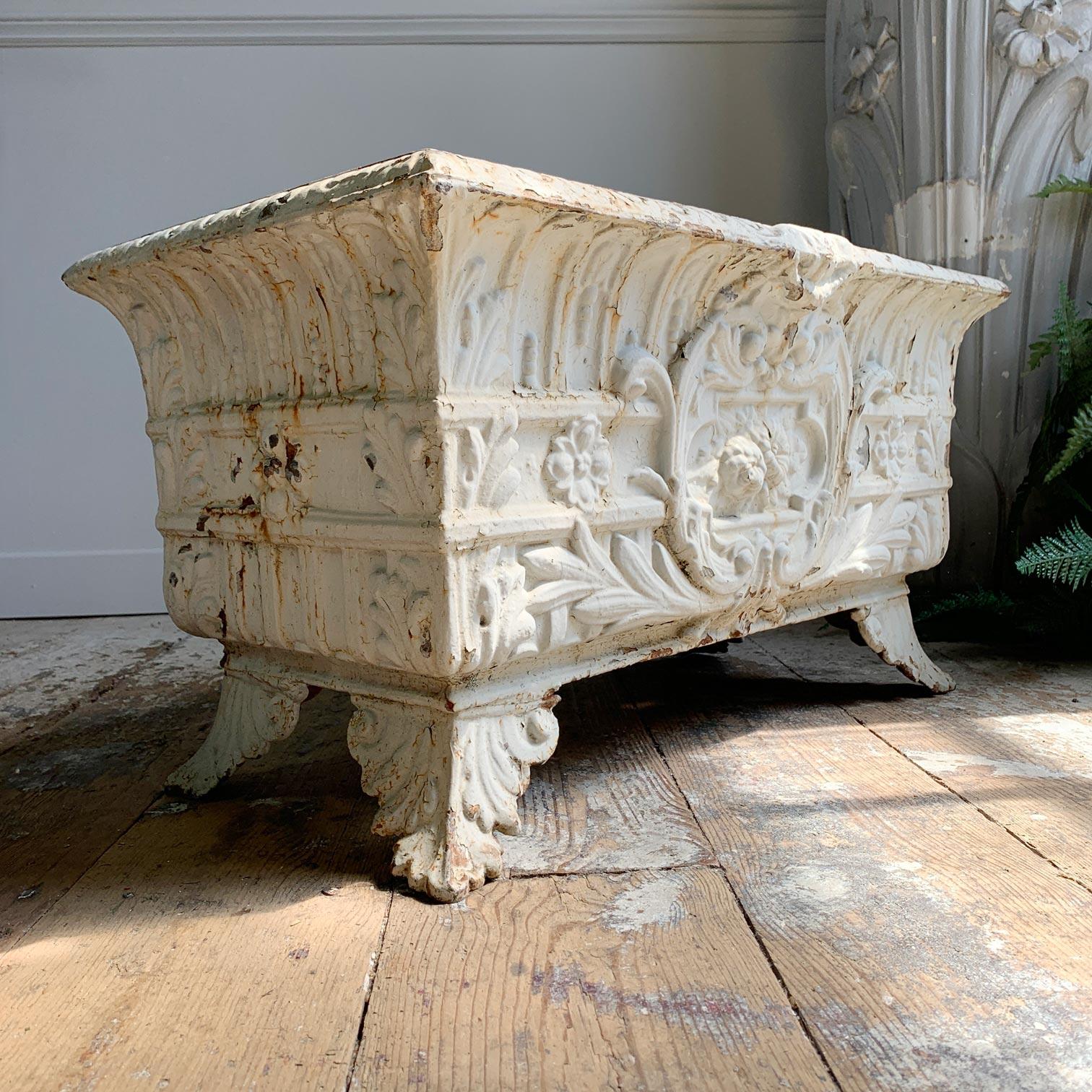 19th C Large French White Cast Iron Jardiniere For Sale 4