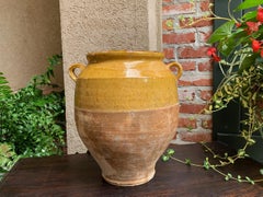 19th Century Large French Confit Pot Yellow Glazed Pottery Provincial Farmhouse