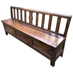 19th Century Large French Farmhouse Chestnut Bench