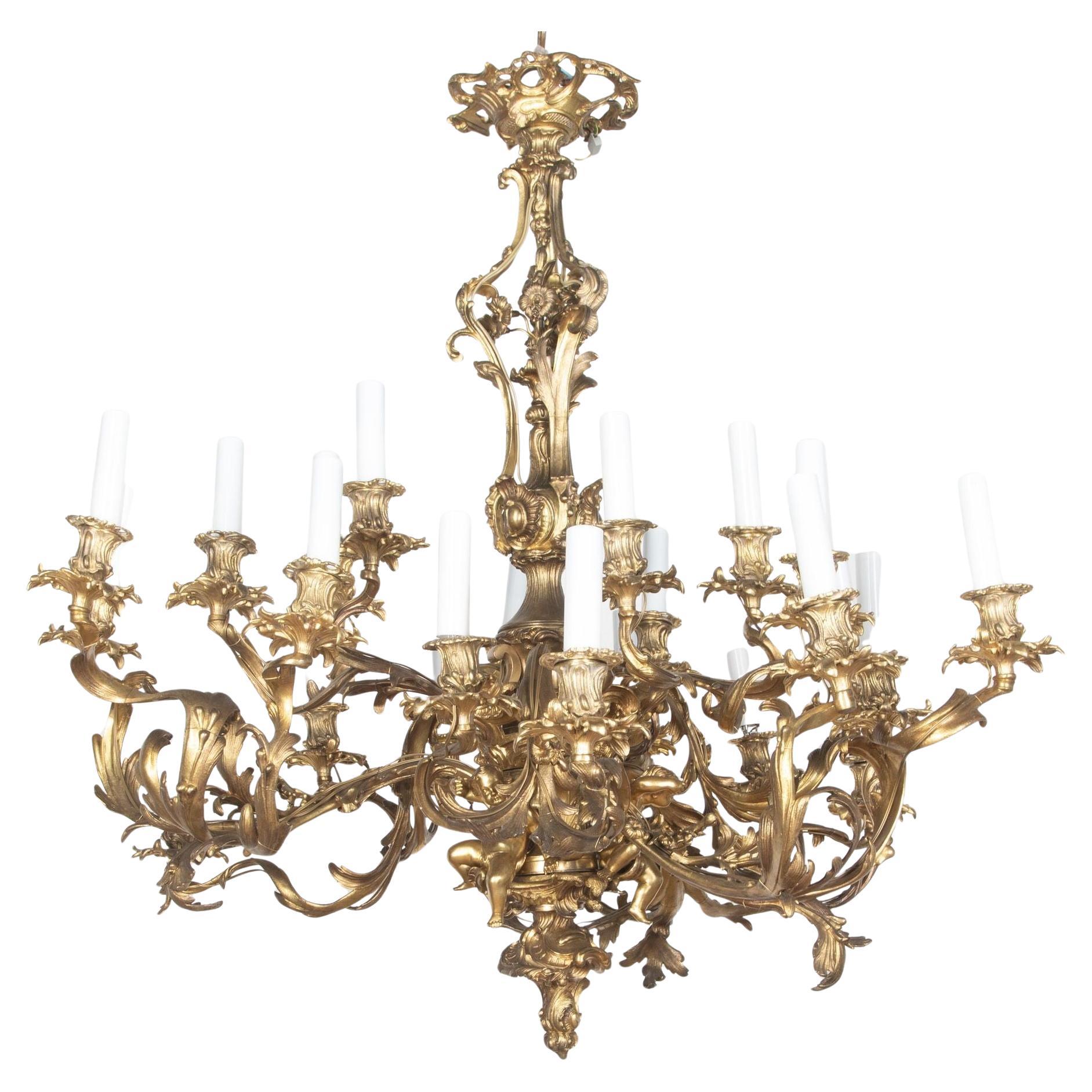 19th Century Large French Gilt Bronze Chandelier