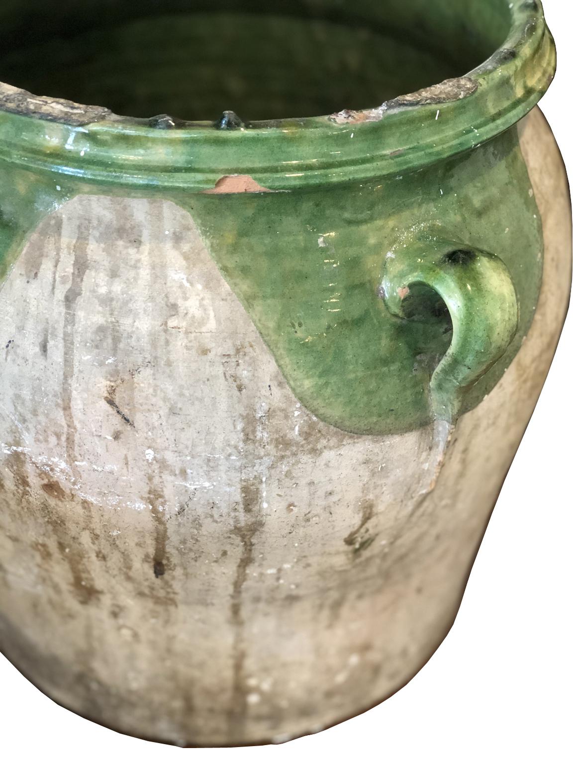 green terracotta pots