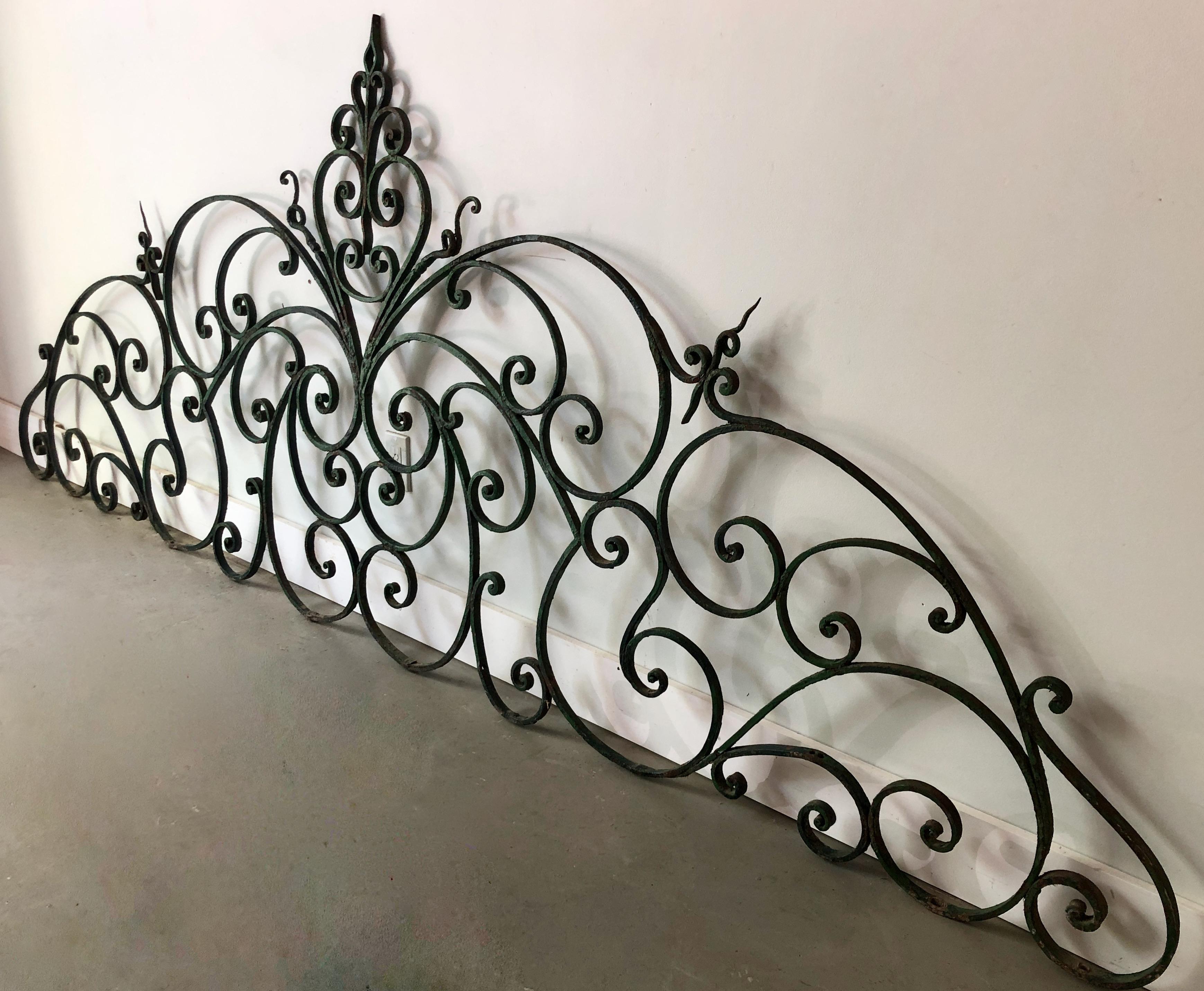 Hand-Crafted 19th Century Large French Iron Cate Pediment For Sale