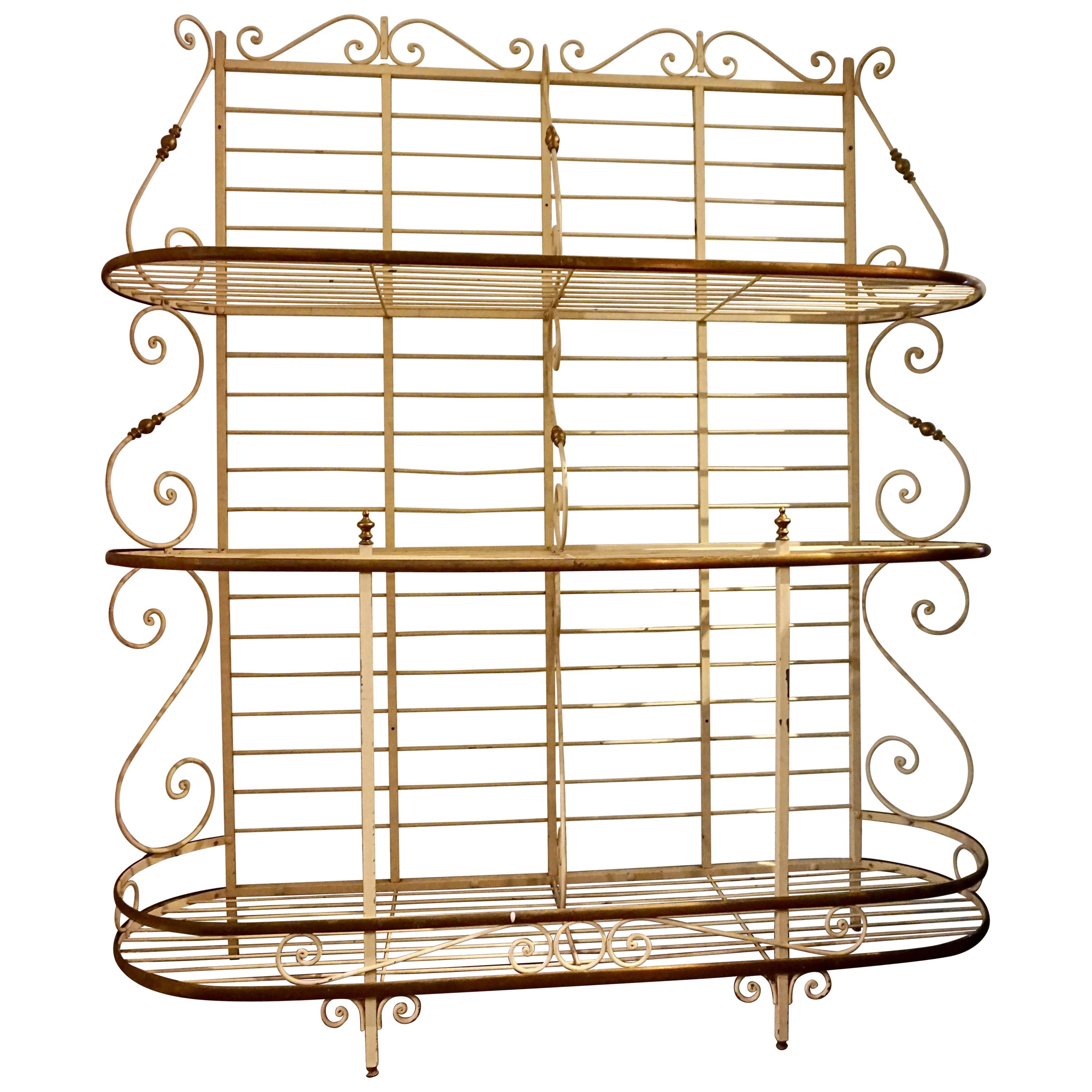 19th Century Large French Metal and Brass Baker's Rack