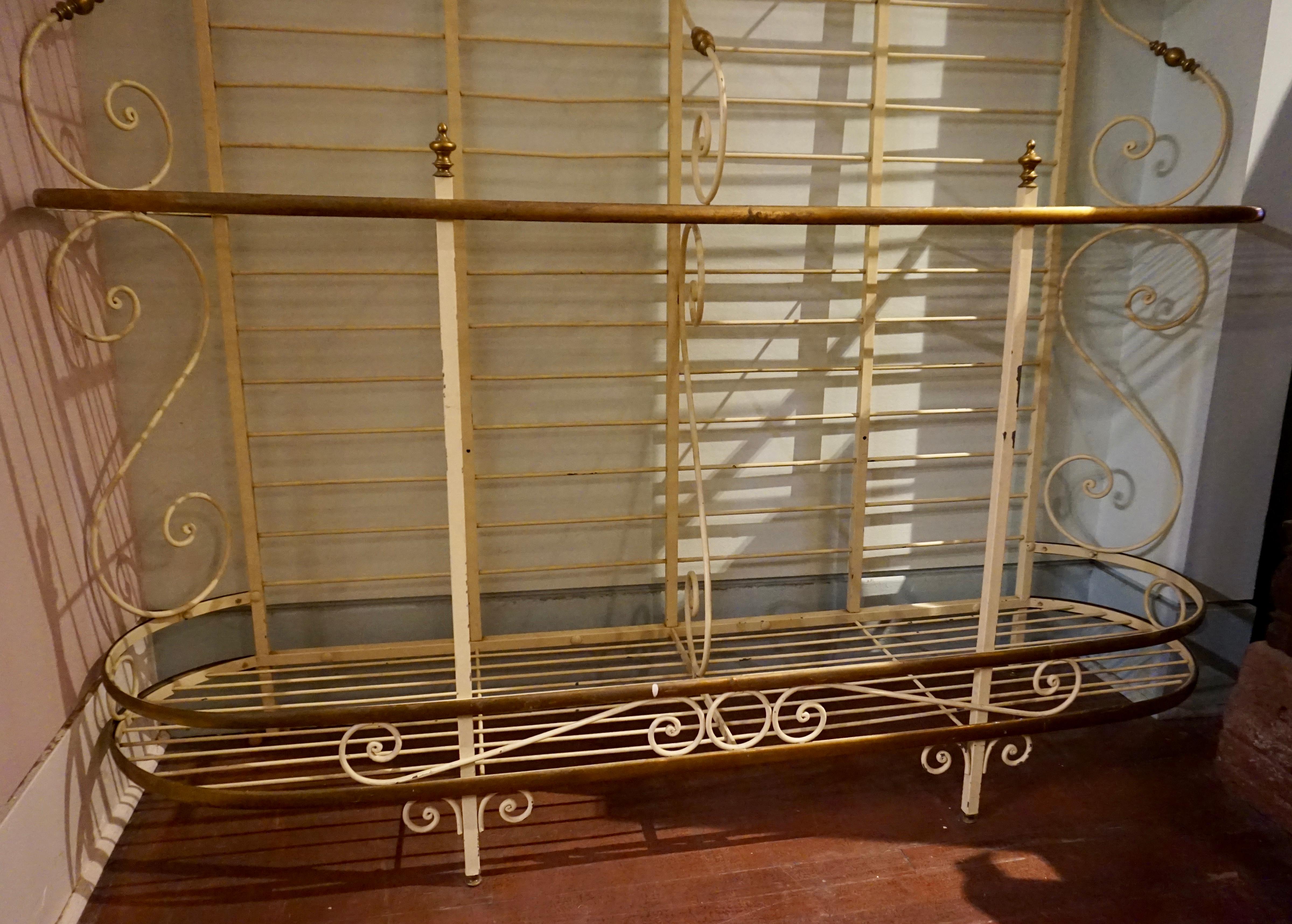 Metalwork 19th Century Large French Metal and Brass Baker's Rack