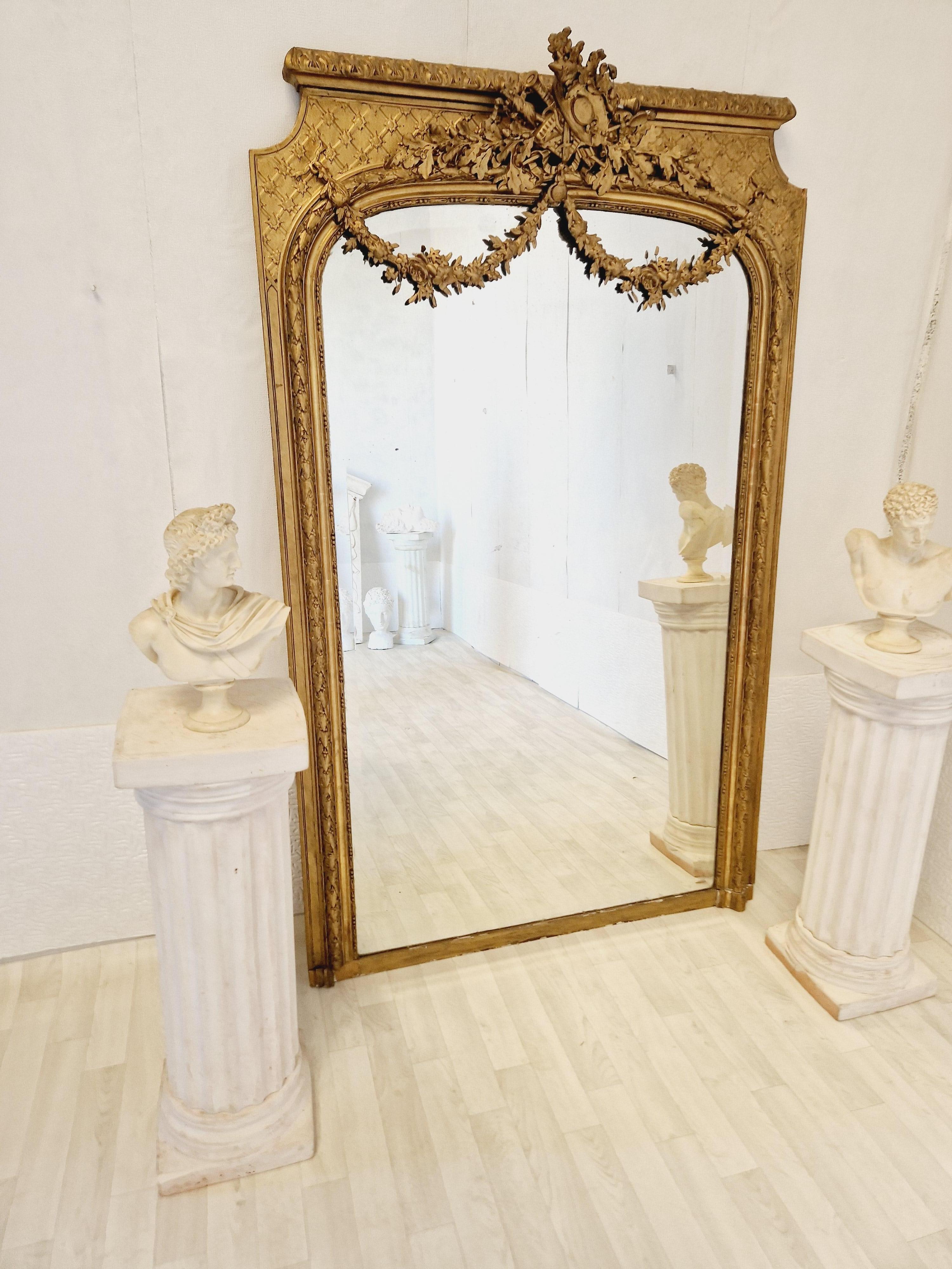 19th Century Large French Mirror Louis XVI Style  For Sale 6