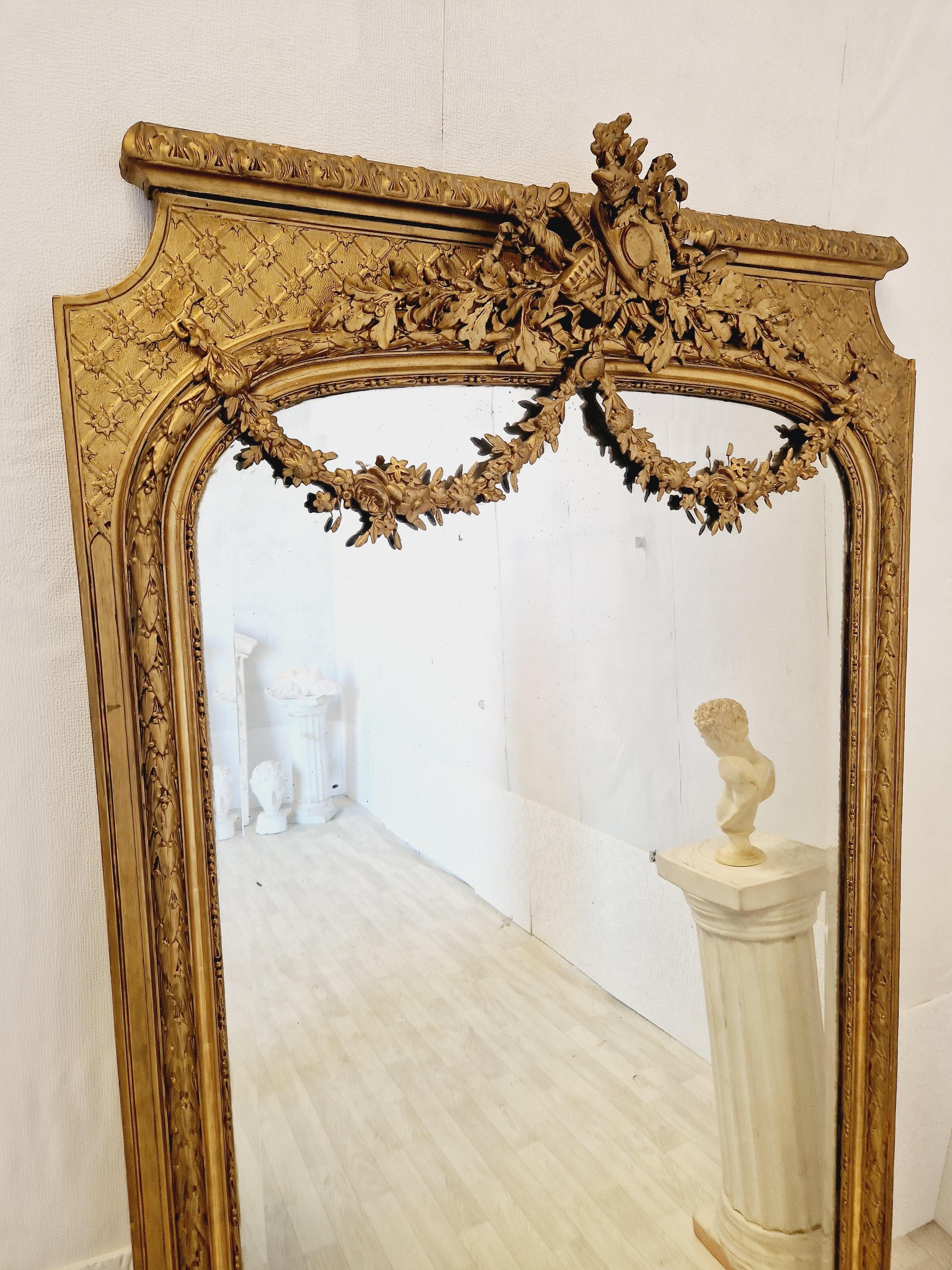 19th Century Large French Mirror Louis XVI Style  For Sale 7