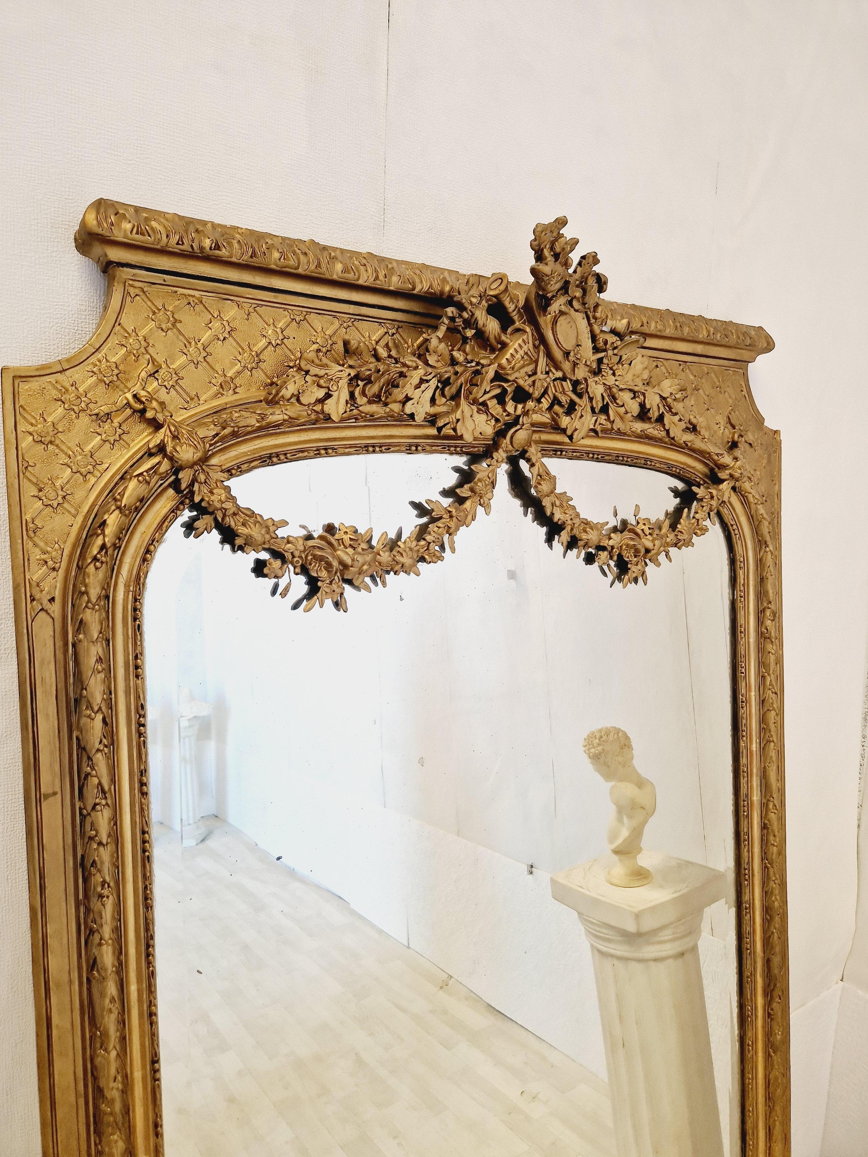 19th Century Large French Mirror Louis XVI Style  For Sale 1