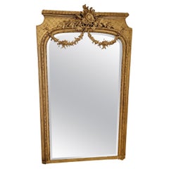 Antique 19th Century Large French Mirror Louis XVI Style