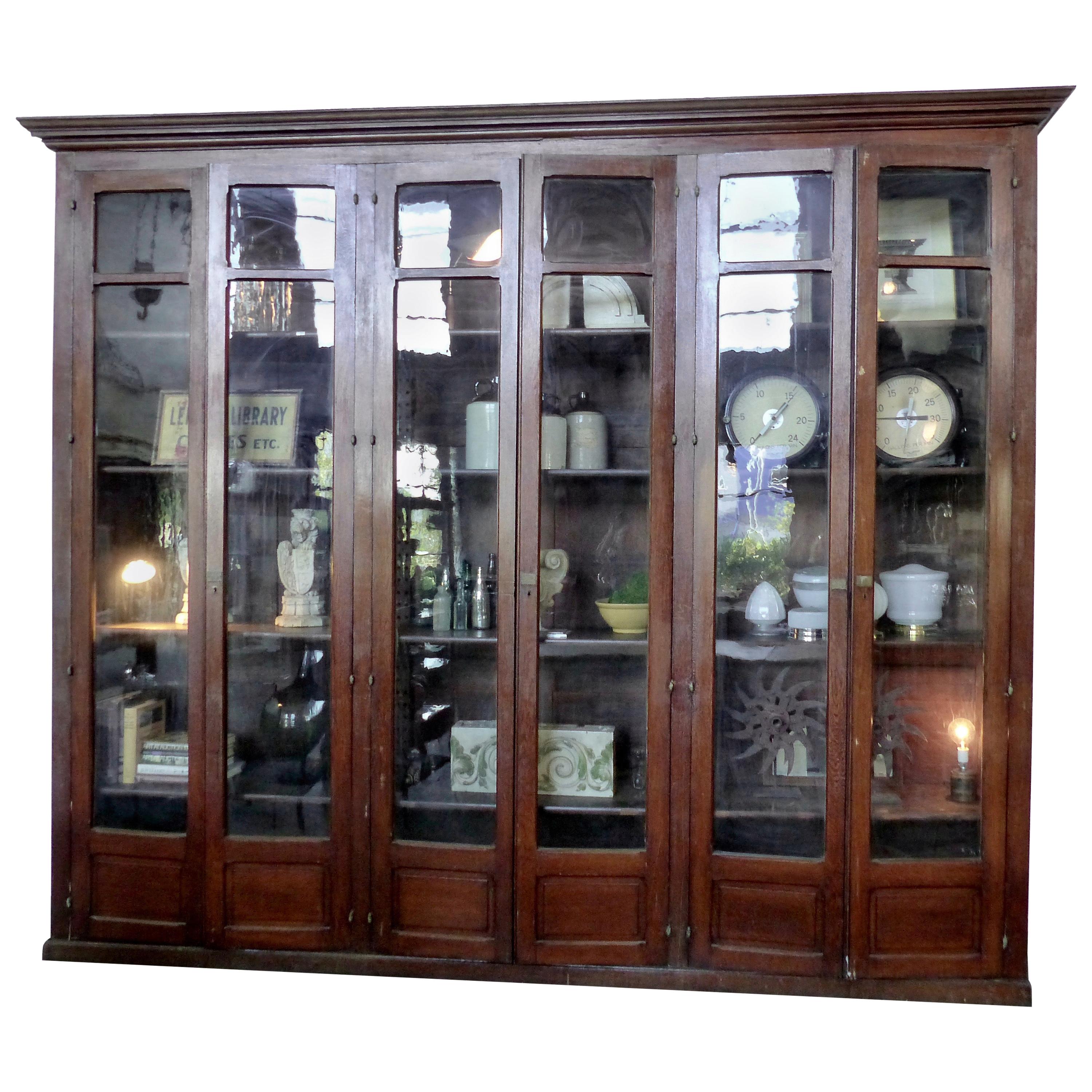 19th Century Large French Oak Directoire Library Cabinet For Sale