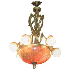 Antique 19th Century Large French Ormolu and Alabaster Chandelier