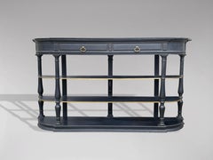 19th Century Large French Painted Black Marble Top Console Table