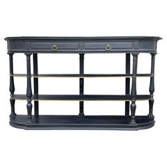 19th Century Large French Painted Black Marble Top Console Table