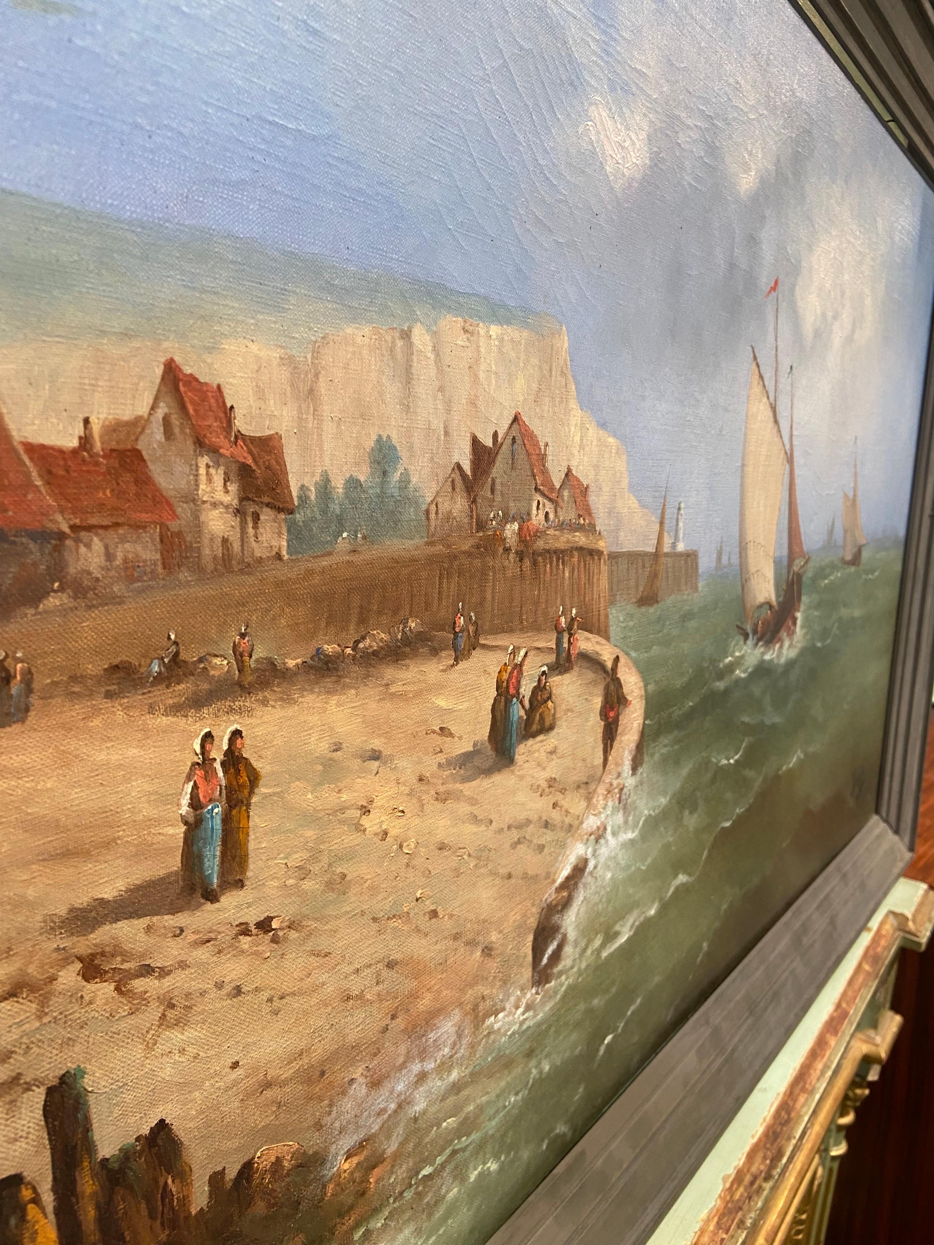 19th Century Large French Painting by Devijii Oil on Canvas In Good Condition For Sale In Sofia, BG