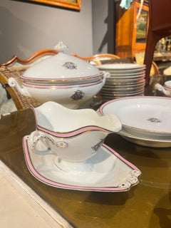 19th Century Large French Porcelain Dinner Service Set by Aux Lions de Faience
