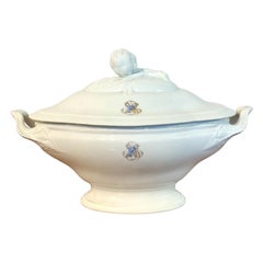 19th Century Large French Porcelain Tureen, Blanc Marseille