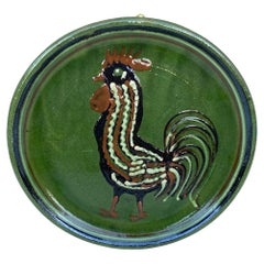 Antique 19th Century Large French Pottery Savoie Rooster Platter