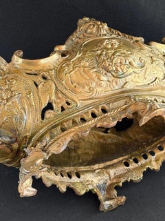19th century Large French Rococo Revival Bronze Jardinière with Satyr Masks 16in