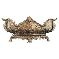 19th century Large French Rococo Revival Bronze Jardinière with Satyr Masks 16in