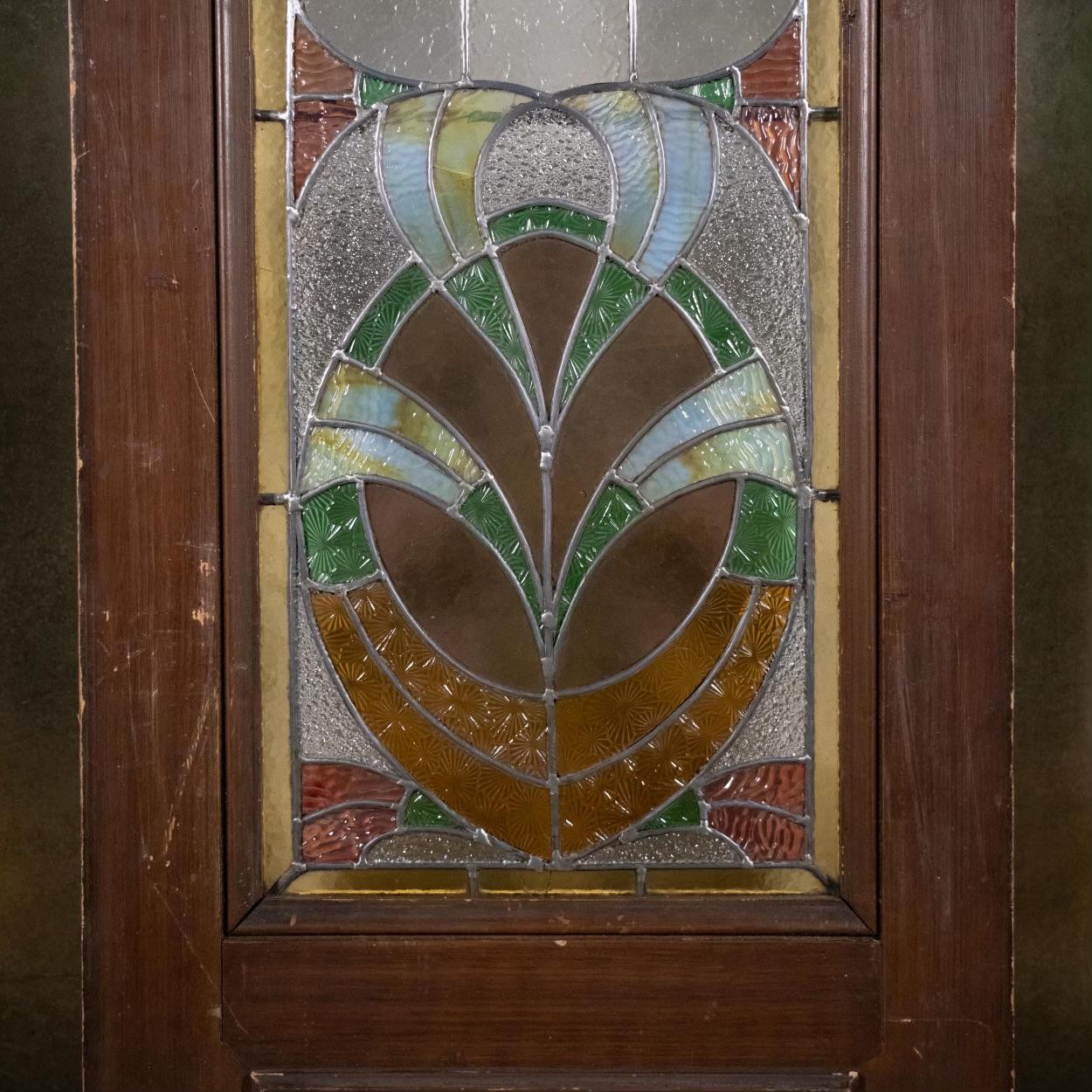 19th century large French stain glass door set  In Good Condition For Sale In Surrey, BC