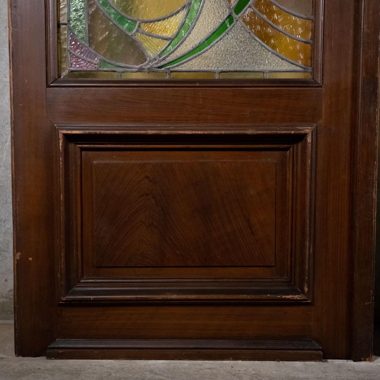 Stained Glass 19th century large French stain glass door set  For Sale