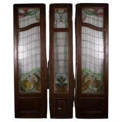 Grand ensemble de portes en verre teinté français du 19e siècle 