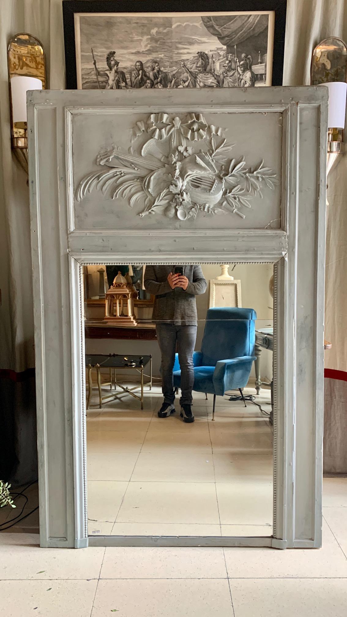 19th Century Large French Trumeau Mirror For Sale 6