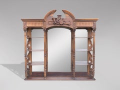 19th Century Large French Walnut Back Bar Etagère