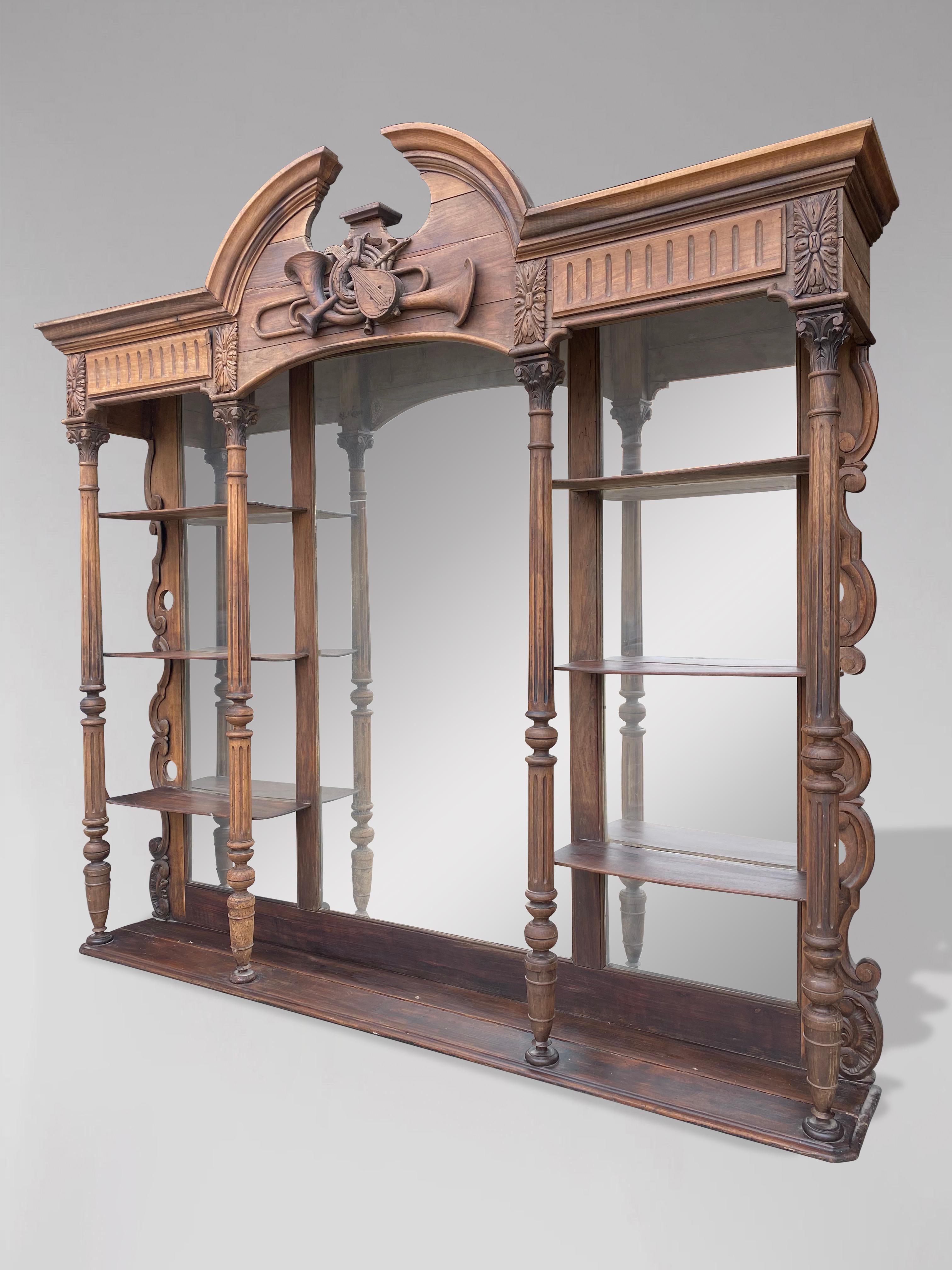 19th Century Large French Walnut Back Bar Etagère In Good Condition For Sale In Petworth,West Sussex, GB