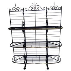 19th Century Large French Wrought Iron and Brass Bakers Rack