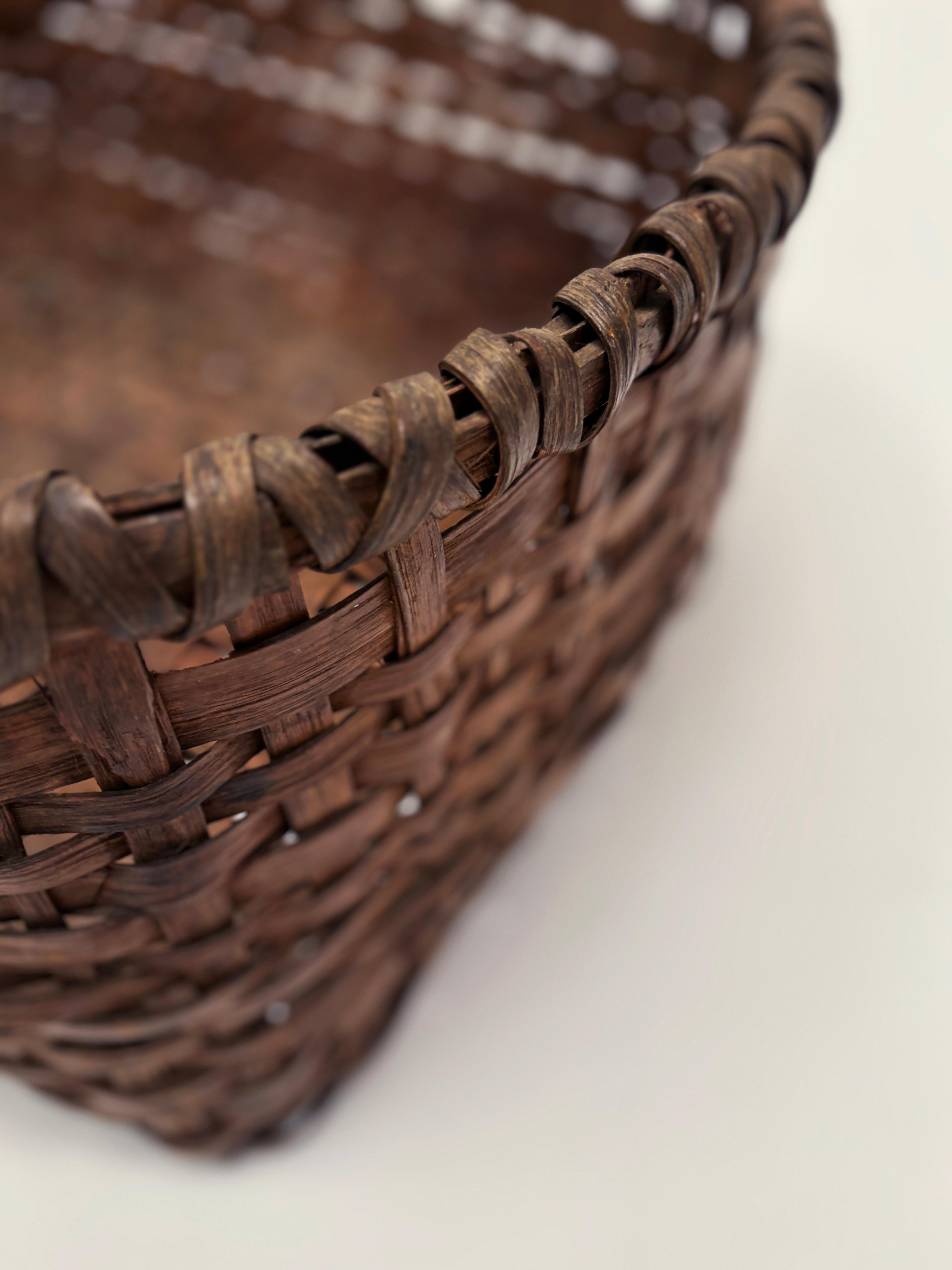 Rustic 19th Century Large Gathering Basket