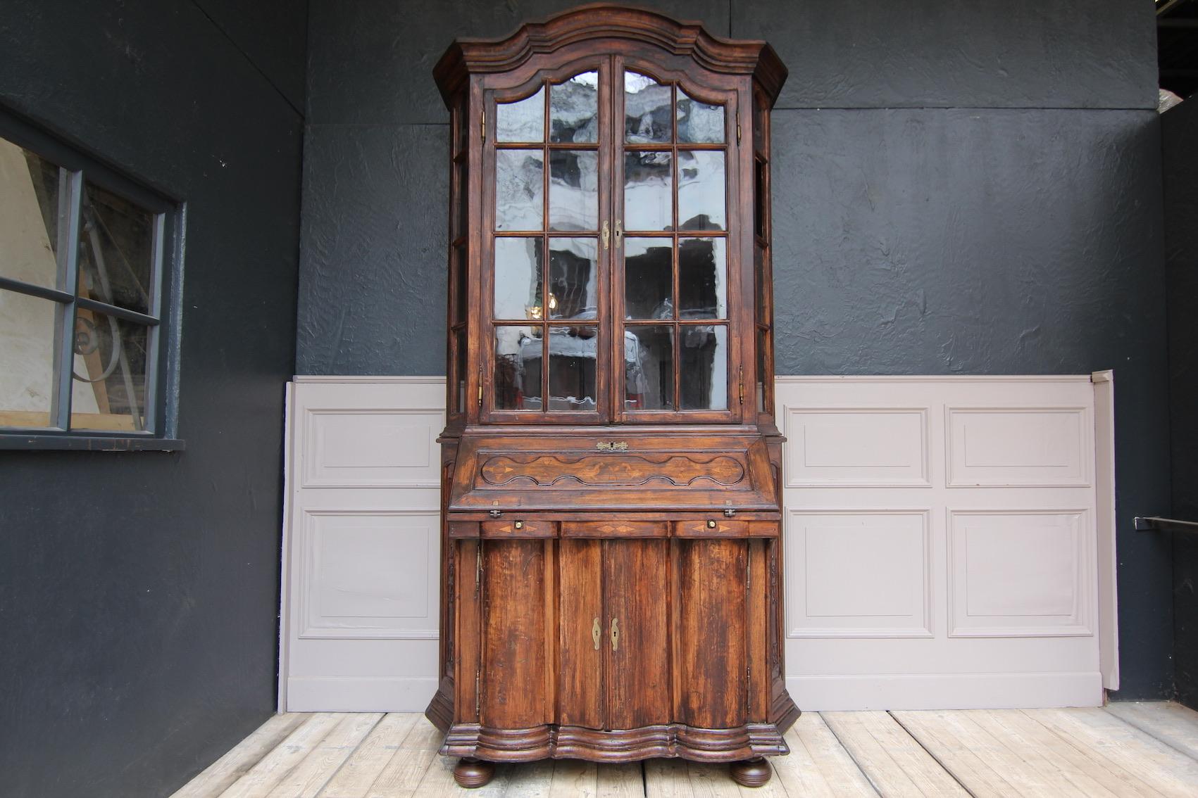 Hand-Carved 19th Century Large German Baroque Style Secretary a Deux Corps For Sale