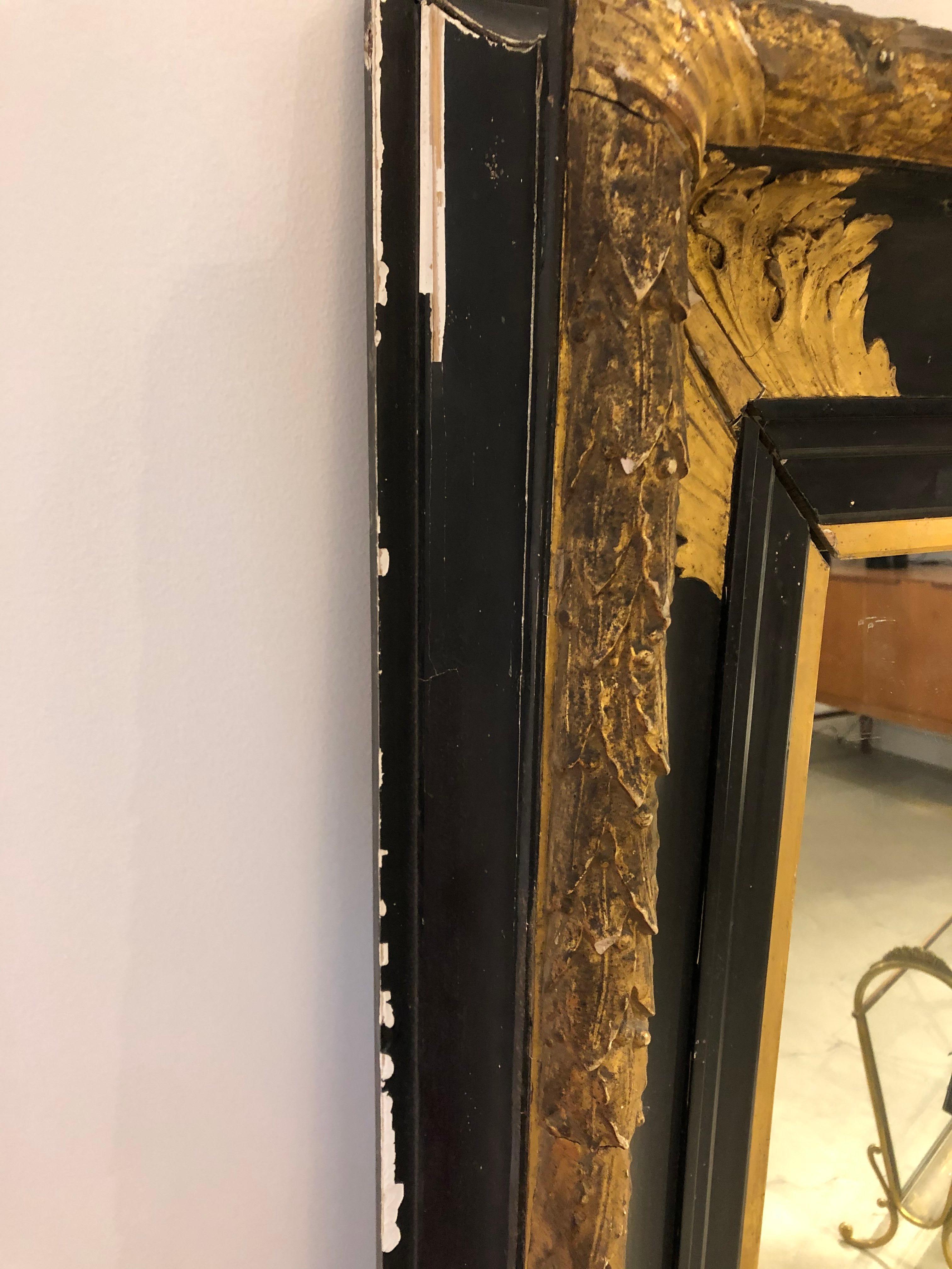 19th Century Large Gilded and Ebonized Mirror For Sale 7