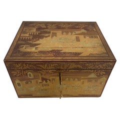 19th Century Large Gilt Lacquer Chinese Tea Caddy
