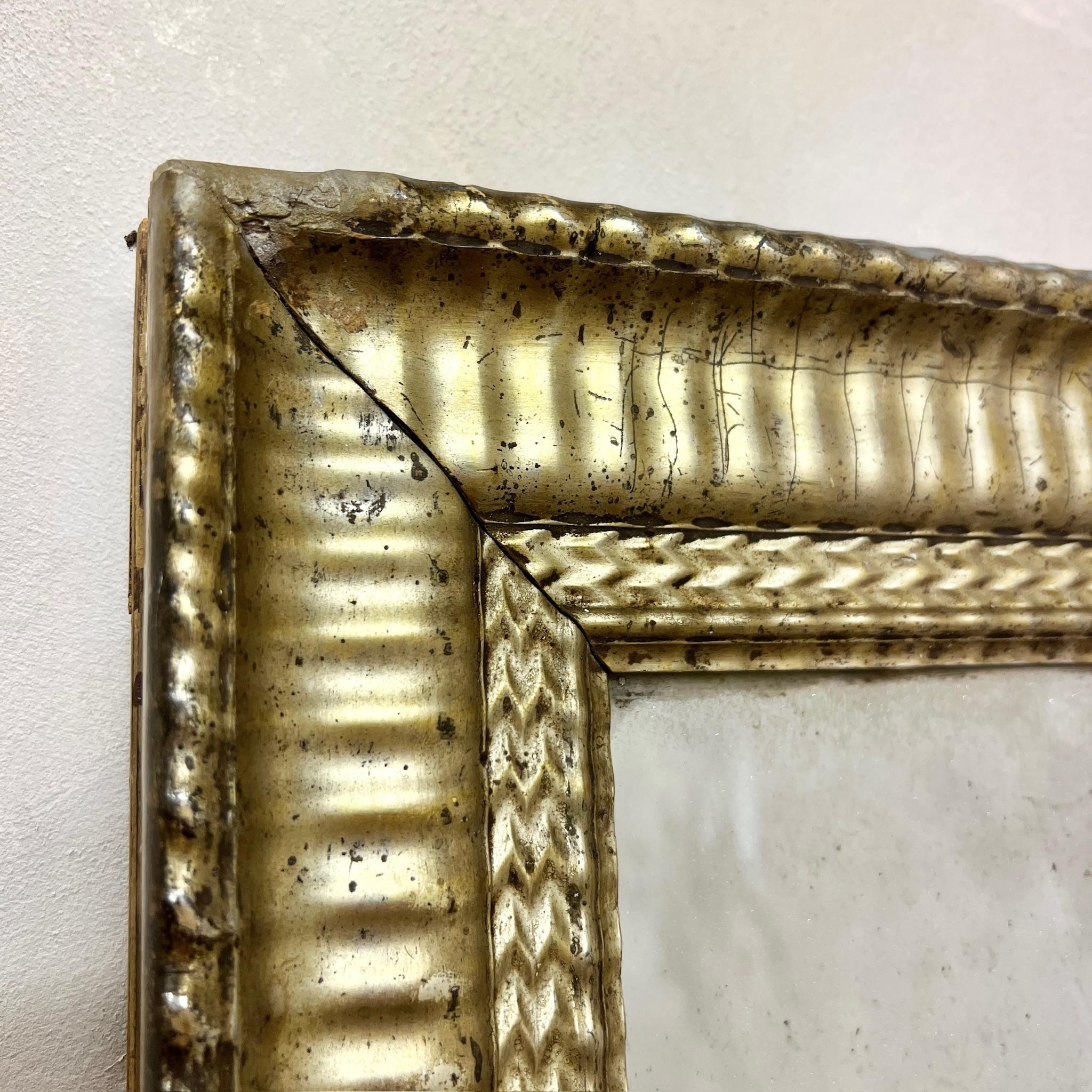 Wood 19th Century, Large Gilt Ribbed Mercury Mirror
