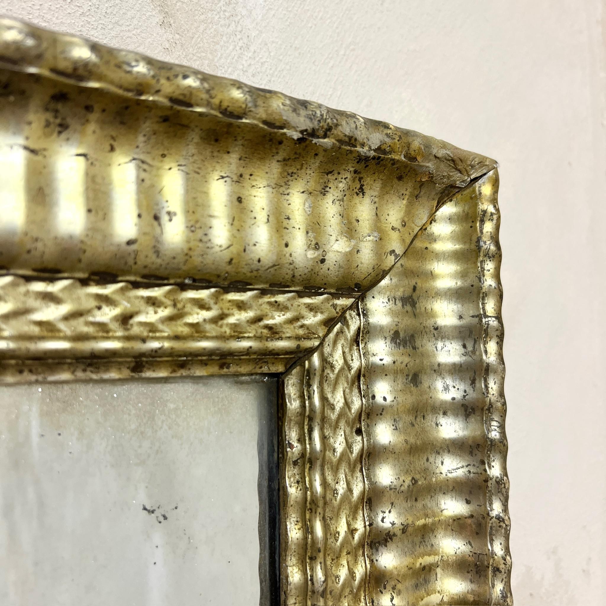 19th Century, Large Gilt Ribbed Mercury Mirror 1