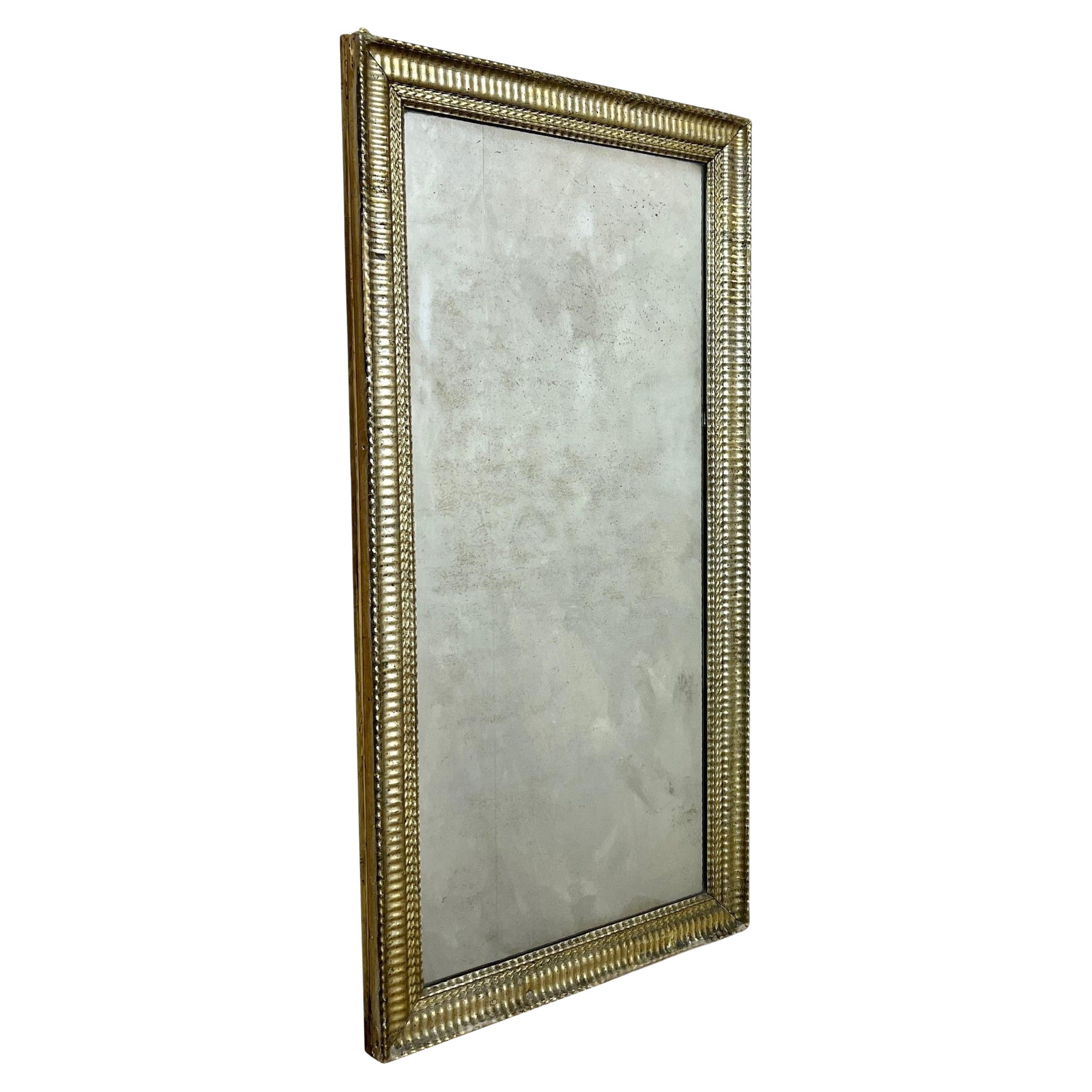 19th Century, Large Gilt Ribbed Mercury Mirror