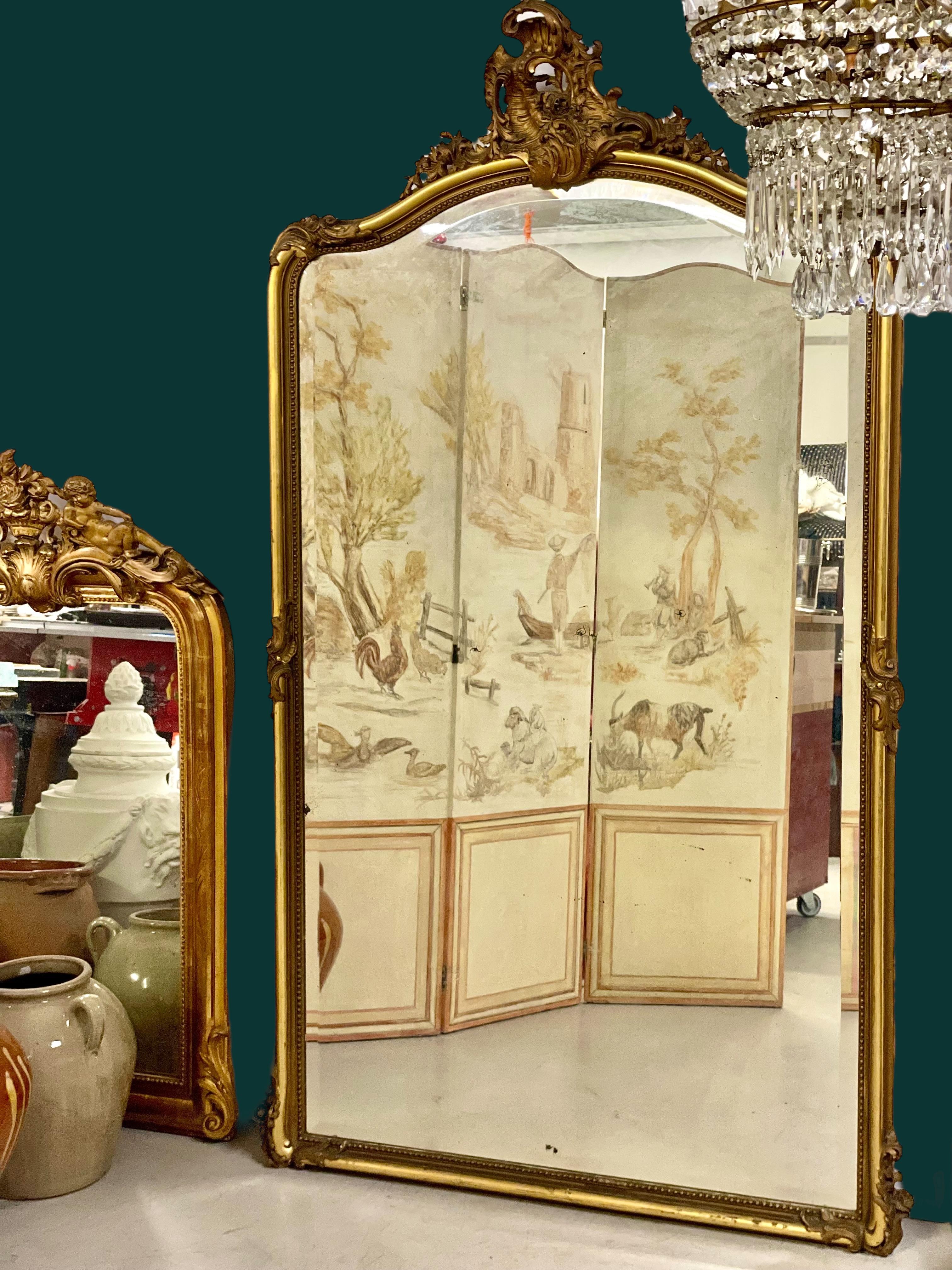Großer Rokoko-Spiegel aus Giltwood, 19. Jahrhundert, abgeschrägt im Angebot 6