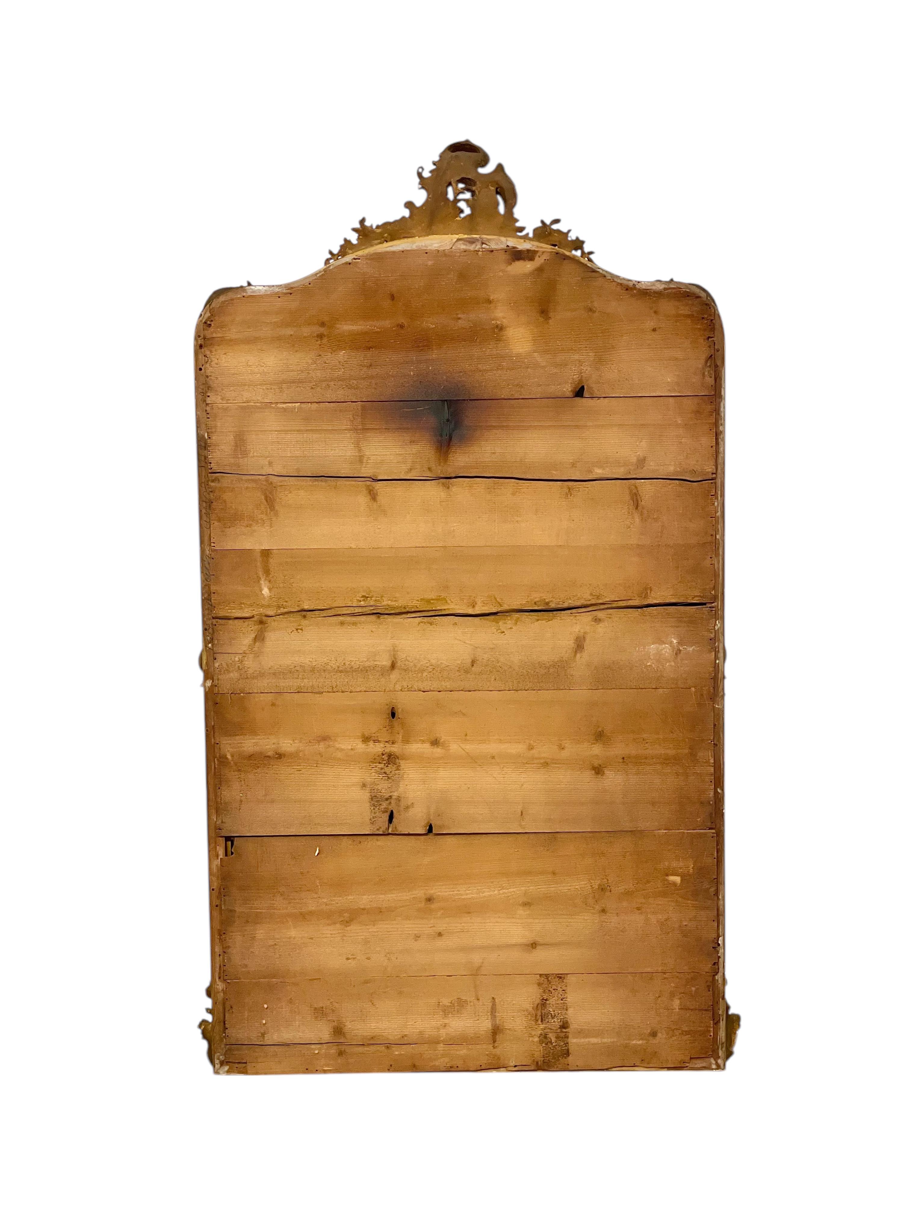 Großer Rokoko-Spiegel aus Giltwood, 19. Jahrhundert, abgeschrägt im Angebot 14