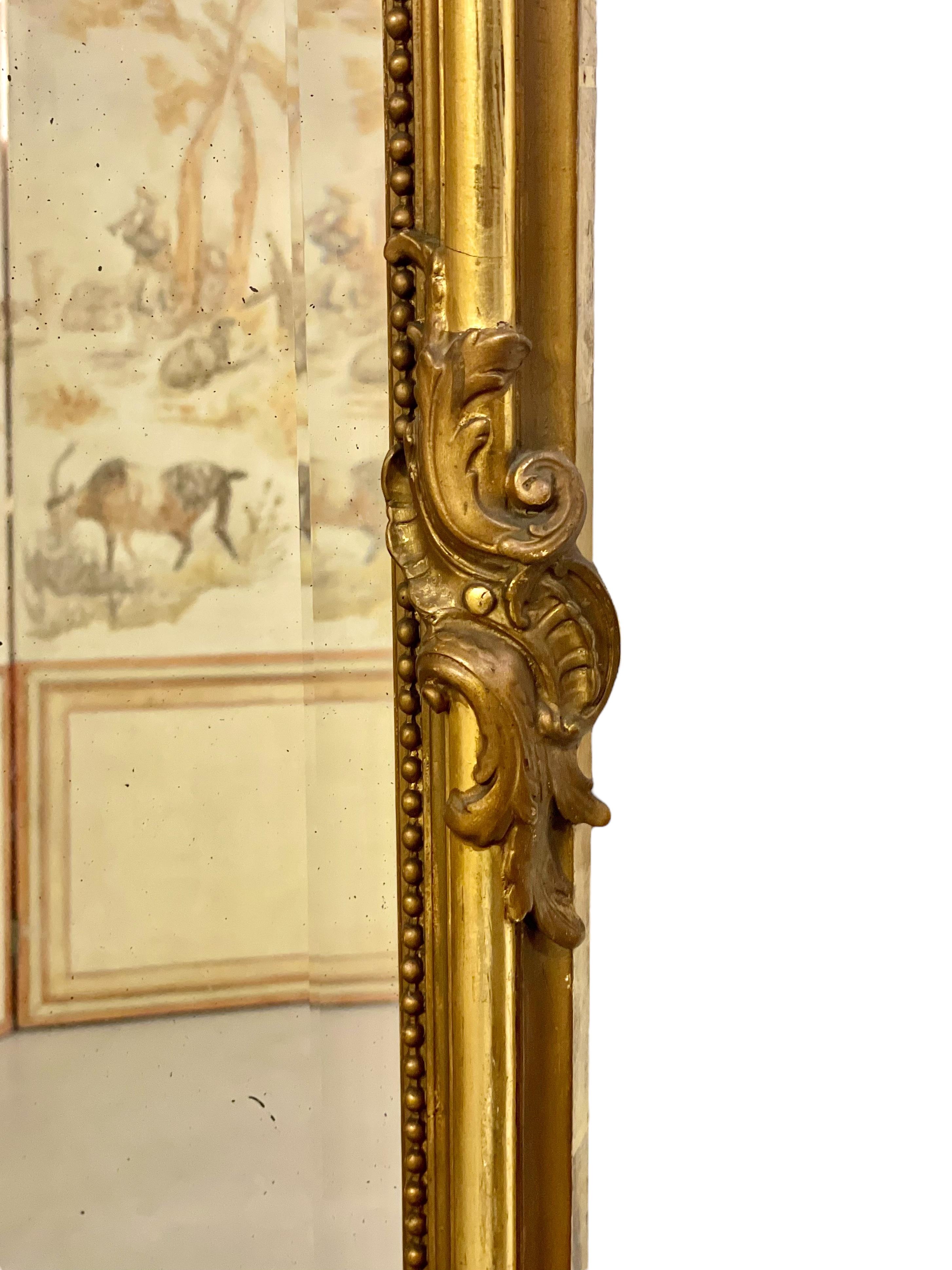 Großer Rokoko-Spiegel aus Giltwood, 19. Jahrhundert, abgeschrägt im Angebot 2
