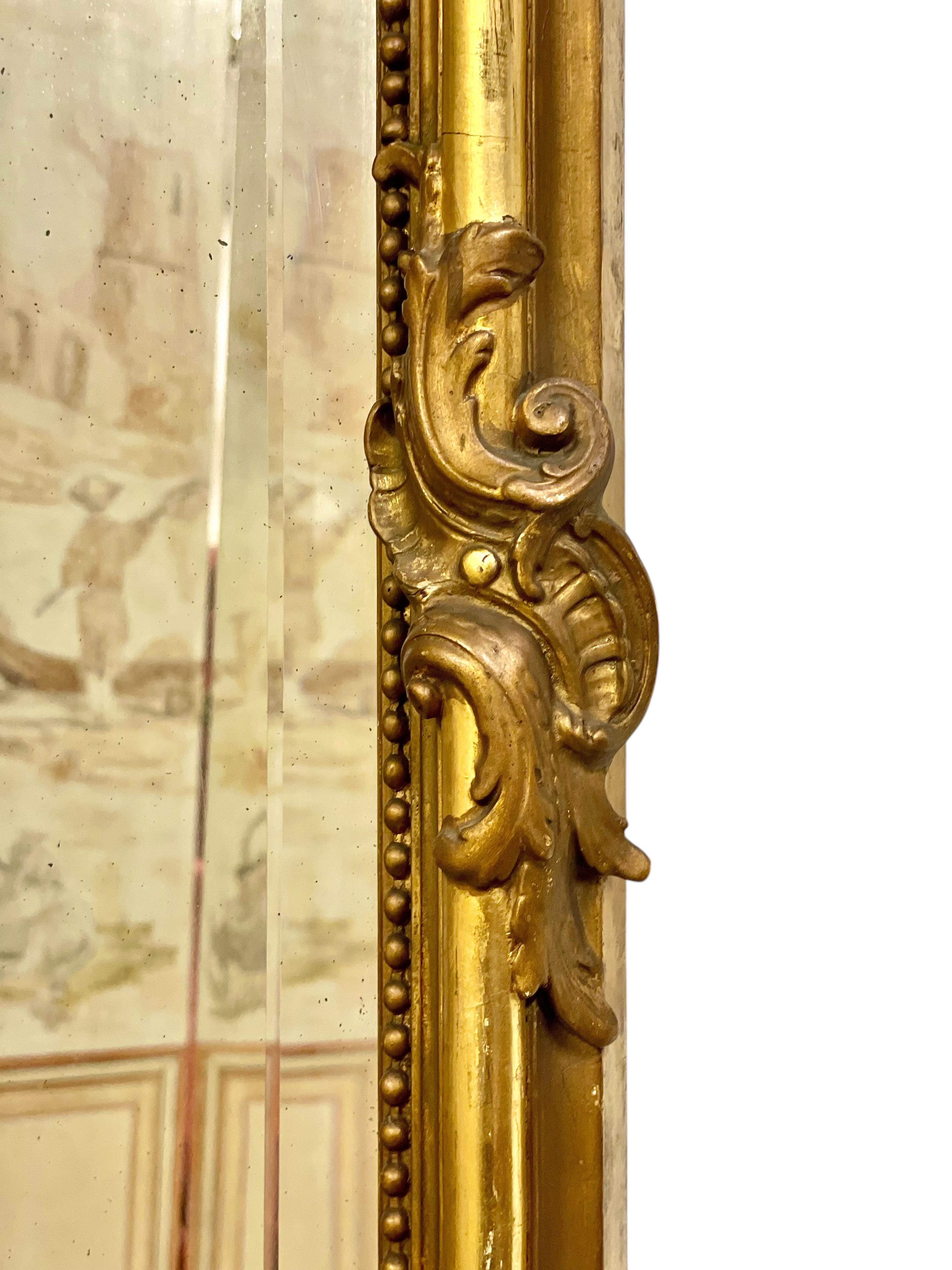 Großer Rokoko-Spiegel aus Giltwood, 19. Jahrhundert, abgeschrägt im Angebot 4