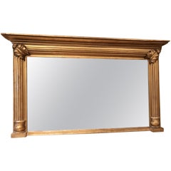 19th Century Large Giltwood Classical Rectangular Overmantel Mirror