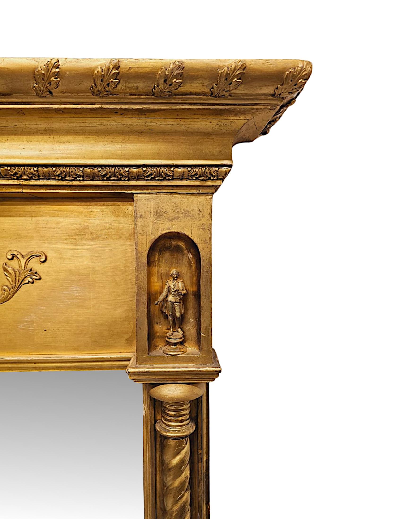 English 19th Century Large Giltwood Dressing or Leaner Mirror For Sale