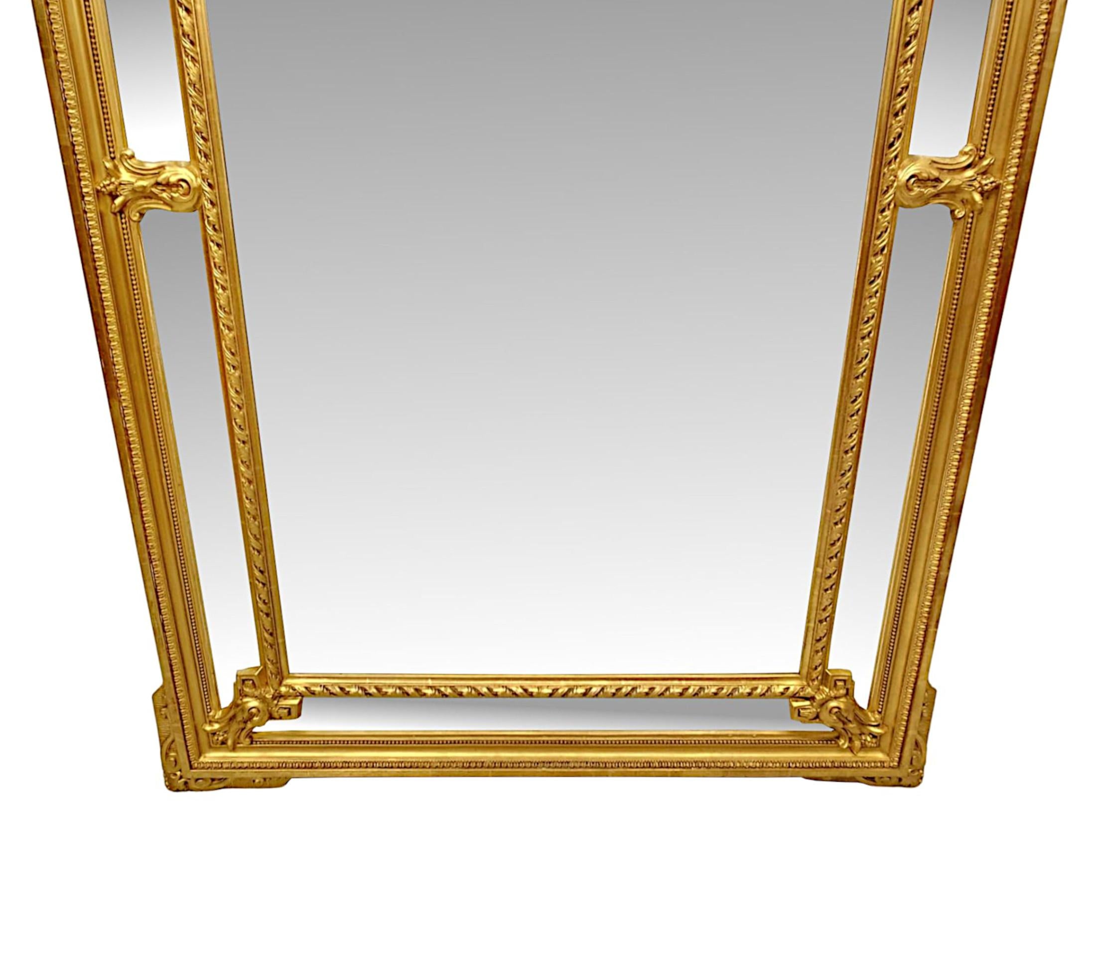 Francese Grande specchio da soffitto o da sala in legno dorato del XIX secolo in vendita