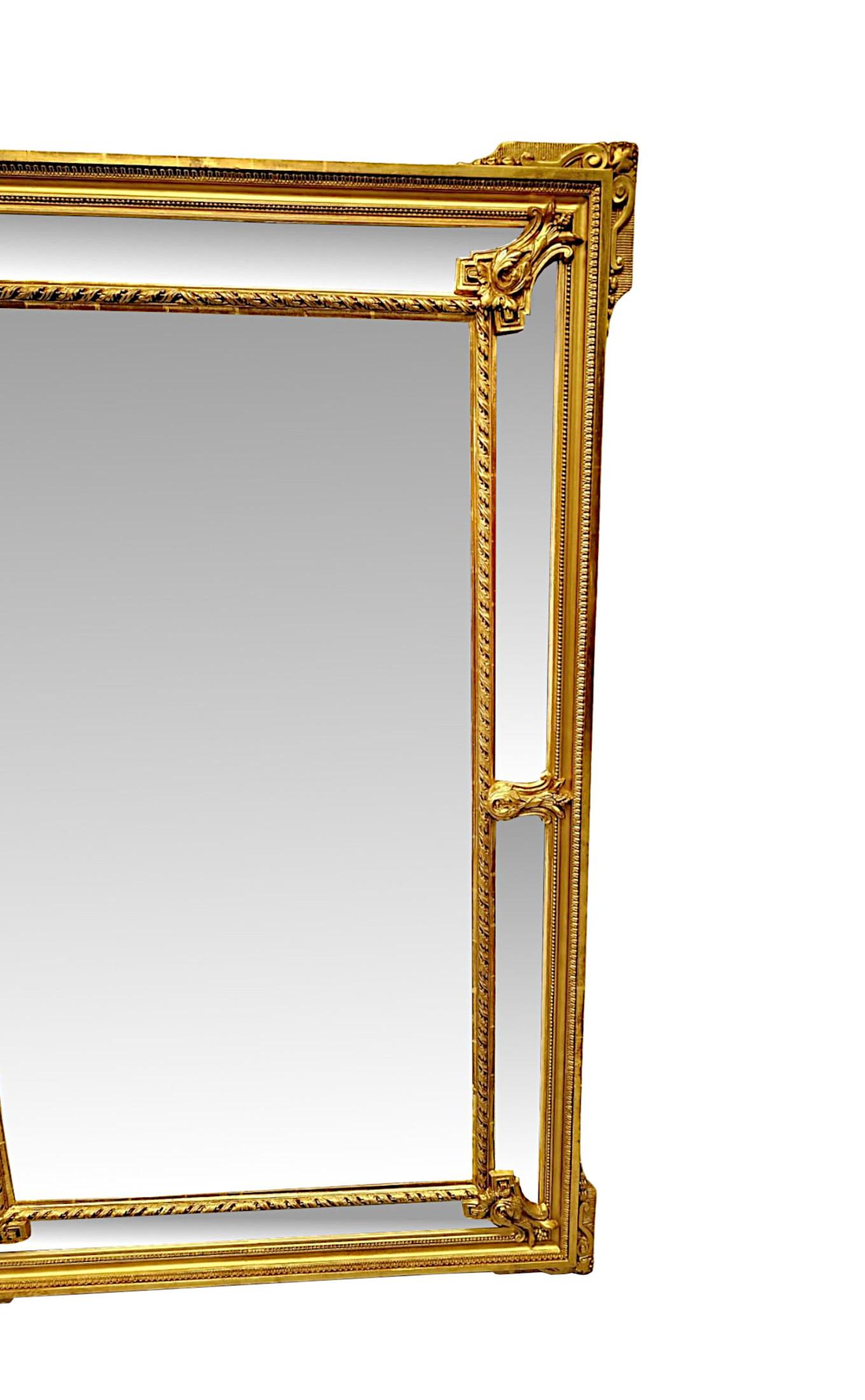 French 19th Century Large Giltwood Margin Overmantel or Hall Mirror For Sale