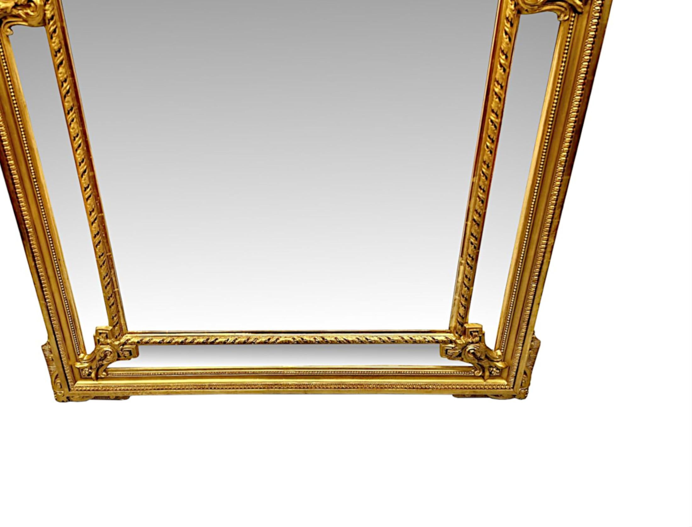 19th Century Large Giltwood Margin Overmantel or Hall Mirror In Good Condition For Sale In Dublin, IE